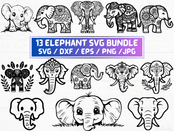 13 Elephant SVG Bundle: A Versatile Resource for Design and Workflow Efficiency