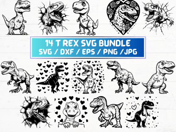 14 T Rex SVG Bundle